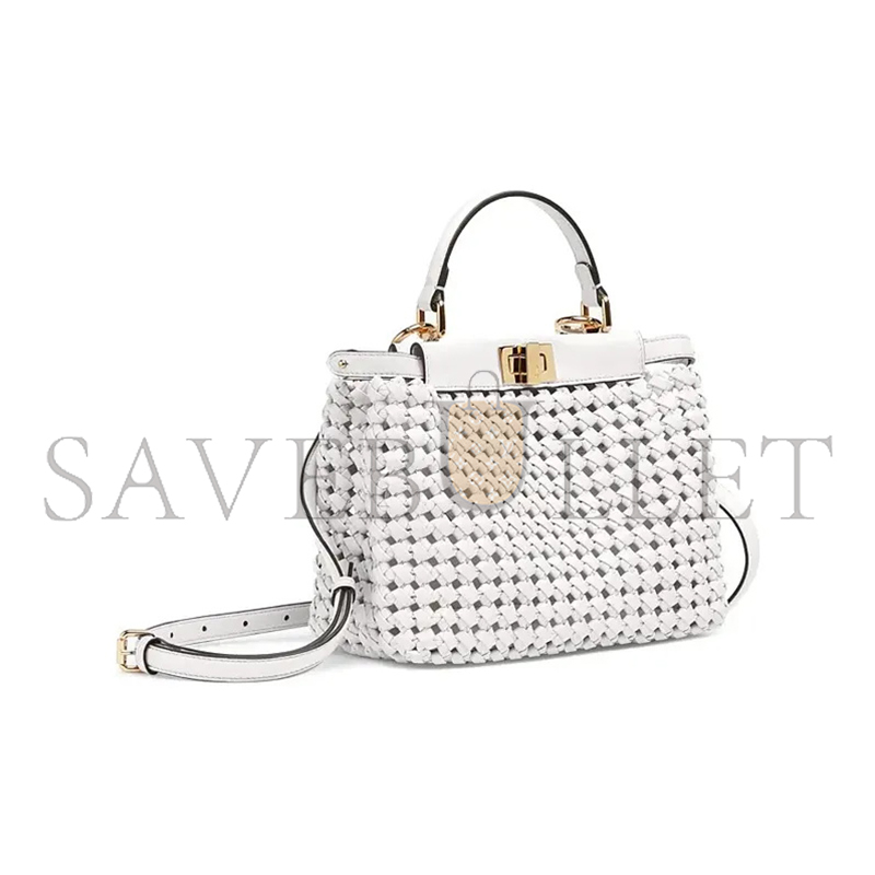FENDI MINI PEEKABOO ICONIC SATCHEL WHITE 8BN244AD6HF0QVL (23*18*11cm)
